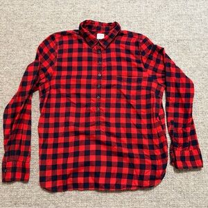 J. Crew Red and Dark Navy Buffalo Plaid Women's Button Down Shirt